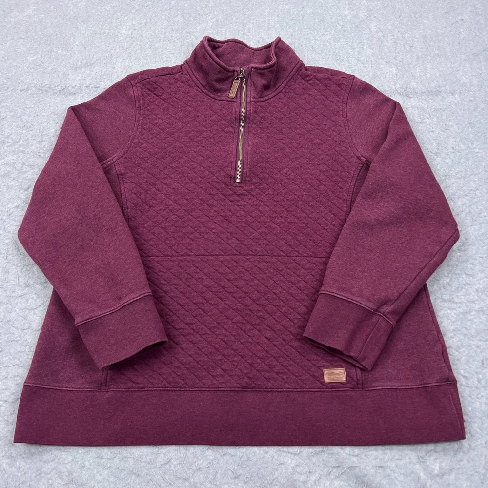 LL Bean Women's Quilted Quarter-Zip Pullover -  1X - Dark Plum
